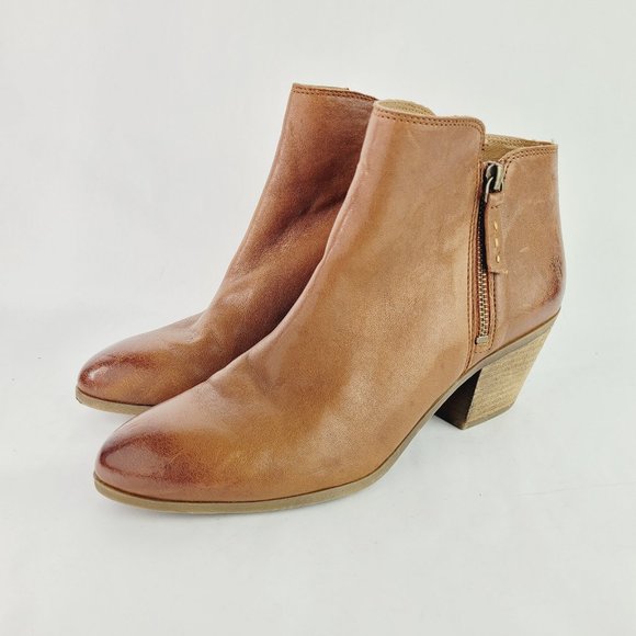 Frye Judith Booties Womens 8.5M Brown Leather Zip Ankle Boots 3470016-COG - Picture 1 of 14
